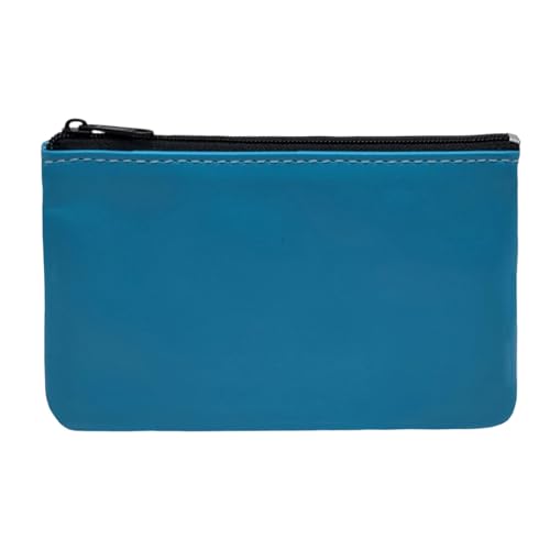 FAST WORLD SHOPPING Echt Leder Münzenetui Made in Italy, Unisex Reißverschlusstasche für Männer und Frauen, Geldbörse, Kreditkartenetui, Münzen, Geldscheine und, licht blau, Lässig von FAST WORLD SHOPPING