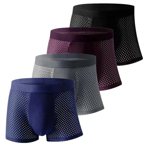 Boxhero Bambusfaser-Boxershorts, Boxhero Bambus-Boxershorts, weiche, atmungsaktive Eisseide-Herrenunterwäsche (Color : A, Size : XXL) von FASWAR