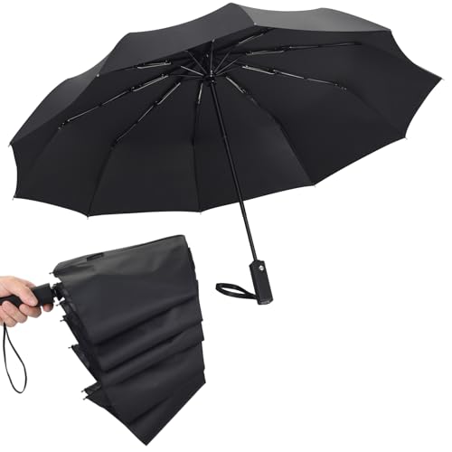 FATONESA UPF 50+ UV-Schutz Reise Falten Regenschirm, Auto Öffnen Schließen Sonne Regen Beständig Winddicht Kompakt 10 Rippen Starke Tragbare Regenschirm von FATONESA