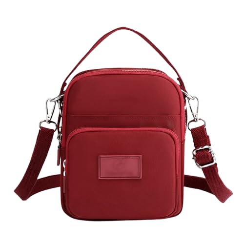 FAVORTALK Umhängetasche Damen Wasserdicht Kleine Nylon - Leichte Crossbody Bag Vino-Rot Breiter Gurt Moderne Umhängetaschen mit Reißverschluss und Abnehmbar Schultergurt Burgunderrot DJB00807 von FAVORTALK