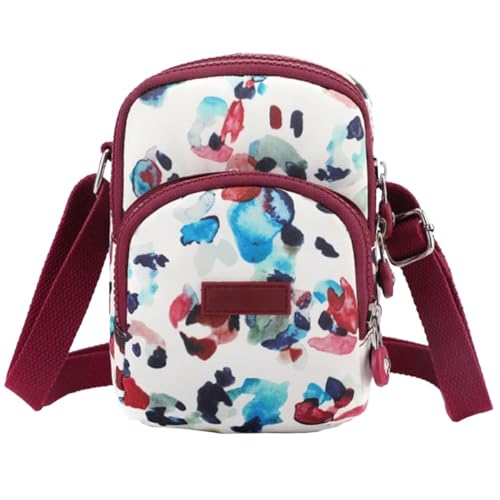 FAVORTALK Umhängetasche Damen Klein Rot Leichte - Crossbody Bag Umhängetaschen Nylon Schultertasche mit drei Reißverschlussfächern Handtasche Multi Pocket Taschen - B00110 von FAVORTALK