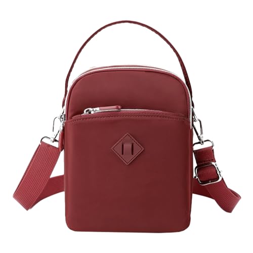 FAVORTALK Umhängetasche Damen Klein Crossbody Bag - Handytasche zum Umhängen Nylon Moderne Taschen mit Kreditkartenpaket Leichte Schultertasche für Arbeiten Einkaufen Burgunderrot DJB01103 von FAVORTALK