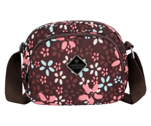 FAVORTALK Nylon Kleine Umhängetasche Damen Leichte - Schultertasche Braun Crossbody Taschen mit Verstellbar Schultergurt unt 3 Kartenfächer Arbeitstasche Messenger Tasche - B02514 von FAVORTALK