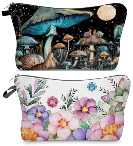 FAVORTALK Kleine Geschenktaschen zum Aufhängen, Kulturbeutel, Blumenmuster, 2 Stück, kleine Tasche, Herren-Waschbeutel, Kulturbeutel, Kulturtasche, Make-up-Tasche, B17208, 22x13.5 x 5cm/ 8.7 x 5.3 x 2 von FAVORTALK