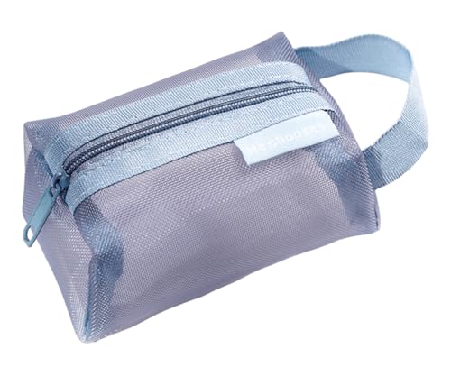 FAVORTALK Kleine Make-up-Tasche für Damen, tragbare Kosmetiktasche, Münzgeldbörse mit Reißverschluss, schöne Geldbörse, Nylon-Geldbörse, Kleines Quadrat – Hand, blau, 11 X 7 X 5 cm / 4.33 X 2.76 X von FAVORTALK