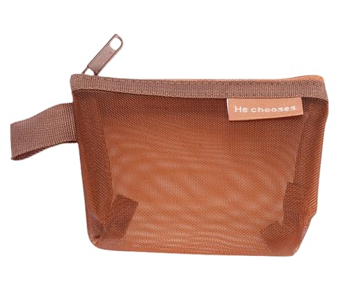 FAVORTALK Kleine Make-up-Tasche mit Reißverschluss, Münzbörse für Damen, Accessoire, Mini-Tasche, Karamellfarben / Braun, 12 X 8 X 3 cm / 4.72 X 3.15 X 1.18 inches, Münztasche von FAVORTALK