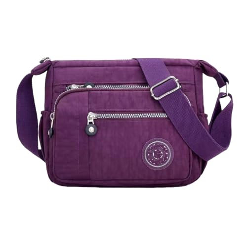 FAVORTALK Leichte Crossbody Bag Damen Violett - Große Kapazität Nylon Multi Pocket Handtaschen Frauen Messenger Taschen mit Breitem Schultergurt Freizeit Segeltuch-Kuriertaschen - B39204 von FAVORTALK