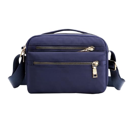 FAVORTALK Leichte Damen Handtasche Mittelgross Dunkelblau - Nylon Crossbody Bag mit Breitem Schultergurt Große Kapazität Wasserdicht Messenger Taschen Schultertasche mit Mehrere Taschen - B39211 von FAVORTALK
