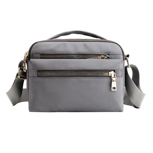 FAVORTALK Leichte Handtasche Umhängetasche Damen Mittelgroß - Nylon Cross-Body Bags Grau Große Kapazität Multi Pocket Tasche mit Verstellbarer Riemen Messenger Bag Frauen - B39213 von FAVORTALK
