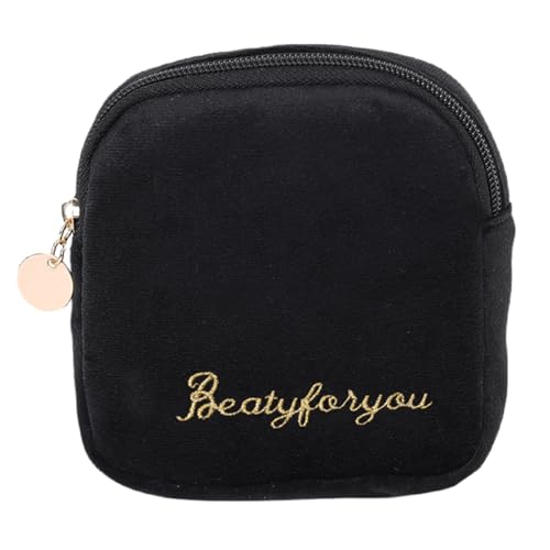 FAVORTALK Make-up-Tasche, 2 Stück, Kosmetiktaschen und Münzbörse, klein, tragbar, Reise-Organizer, Kulturbeutel, Schwarz , 13 X 12.5 X 3.5 cm / 5.12 X 4.92 X 1.38 inches, Münztasche von FAVORTALK