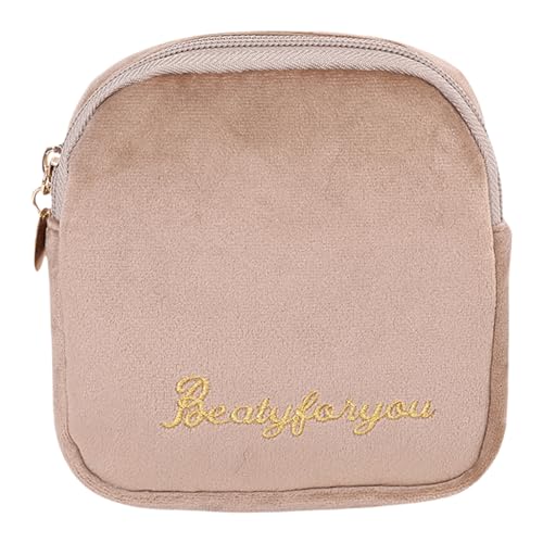 FAVORTALK Make-up-Tasche, klein, für Damen, 2 Stück, Make-up-Tasche und Münztasche, tragbare Kosmetiktasche, Reise-Organizer, Kulturbeutel, khaki, 13 X 12.5 X 3.5 cm / 5.12 X 4.92 X 1.38 inches, von FAVORTALK