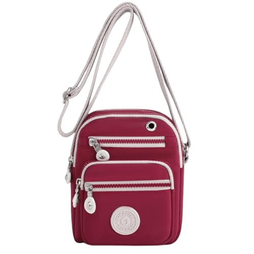 FAVORTALK Kleine Umhängetasche Damen Crossbody Bag - Multifunktionale Multi Pocket Taschen für Reisen Tägliches Arbeiten Einkaufen Rot,DJB02003 von FAVORTALK