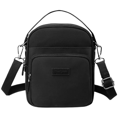 FAVORTALK Umhängetasche Damen Schwarz Crossover Bag Schultertasche mit Mehreren Taschen Nylon für Frau Mutter,B02305 von FAVORTALK