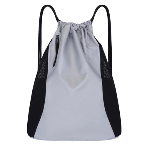 Turnbeutel Lässig Wasserabweisend Kordelzug Sportbeutel - Jungen Wasserdicht String-Rucksack Tunnelzug Sport Rucksäcke Silber Damen Herren Fussballtasche - JSB031-05 von FAVORTALK