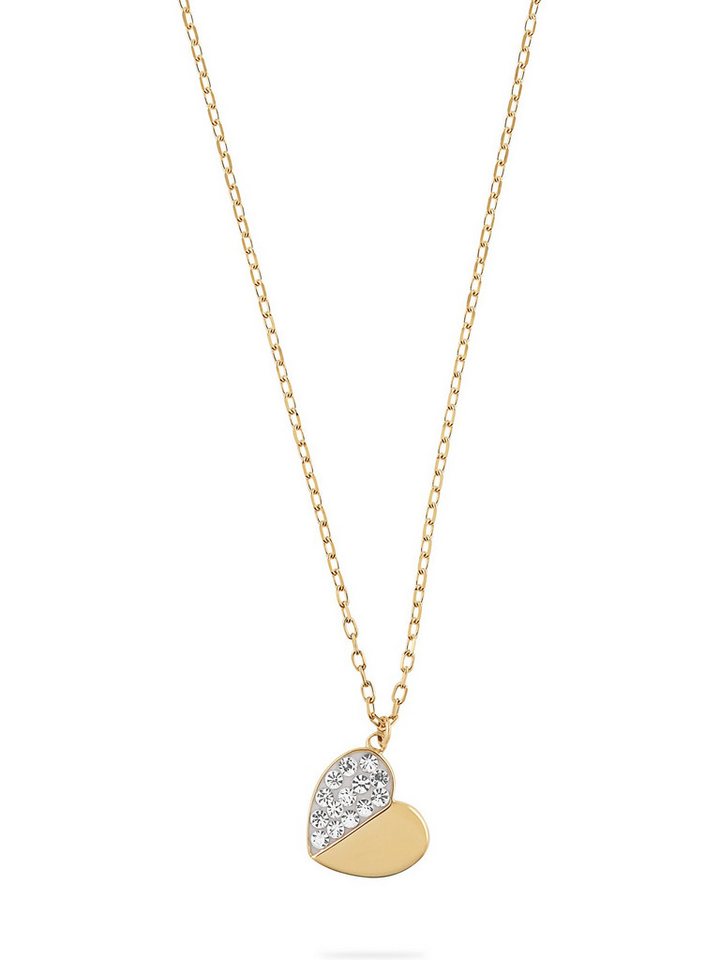 FAVS Collier FAVS Damen-Kette 375er Gelbgold 15 Kristall Herz von FAVS