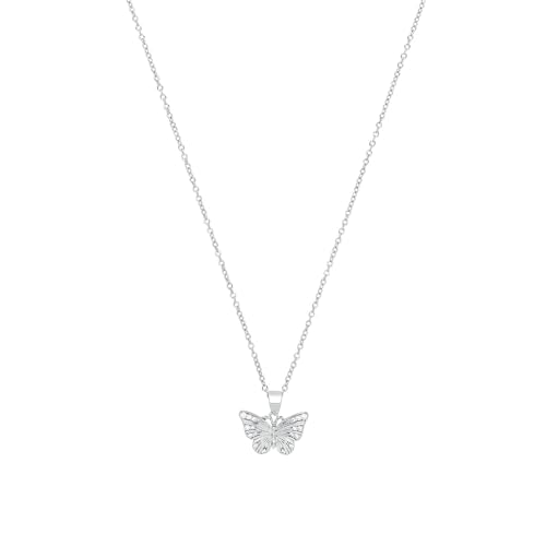 Amor Kette mit Anhänger 925 Sterling Silber Damen Halsschmuck, mit Zirkonia synth., 42+3 cm, Silber, Schmetterling, Kommt in Schmuck Geschenk Box, 2031779 von Amor