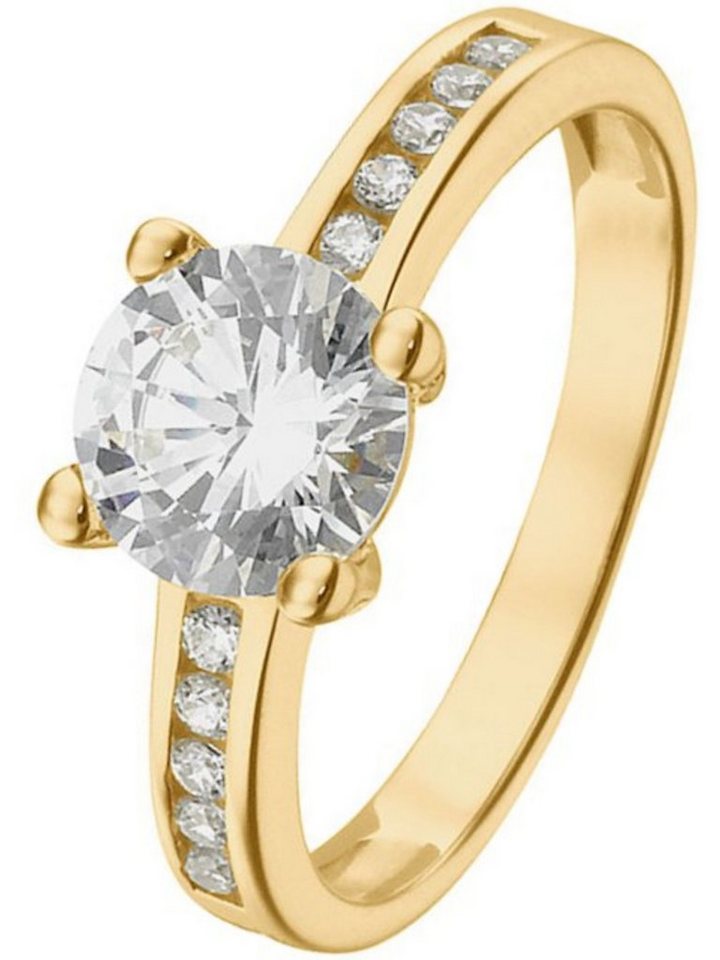 FAVS Fingerring FAVS Damen-Damenring 375er Gelbgold 1 Zirkonia, Zirkonia, synthetisch von FAVS