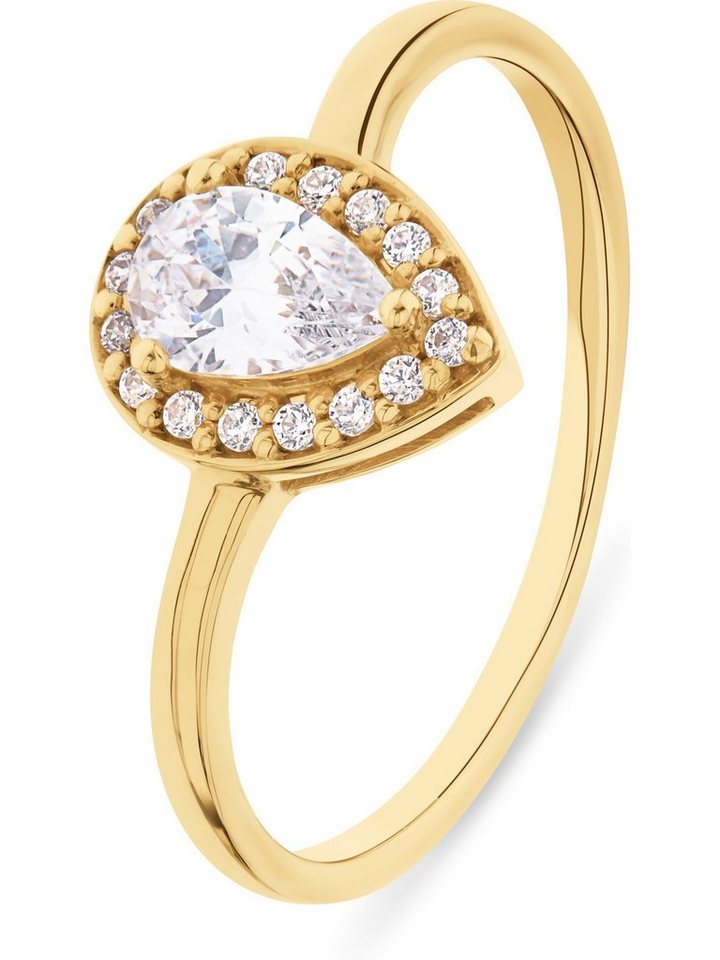 FAVS Fingerring FAVS Damen-Damenring 375er Gelbgold 1 Zirkonia, Zirkonia, synthetisch von FAVS