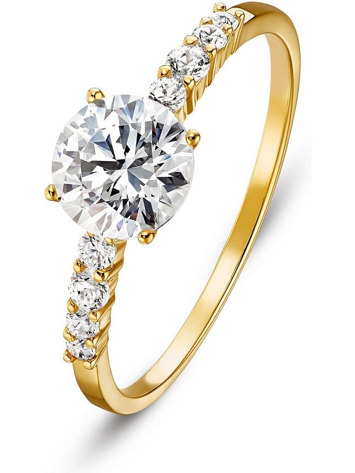 FAVS Fingerring FAVS Damen-Damenring 375er Gelbgold 1 Zirkonia, Zirkonia, synthetisch von FAVS