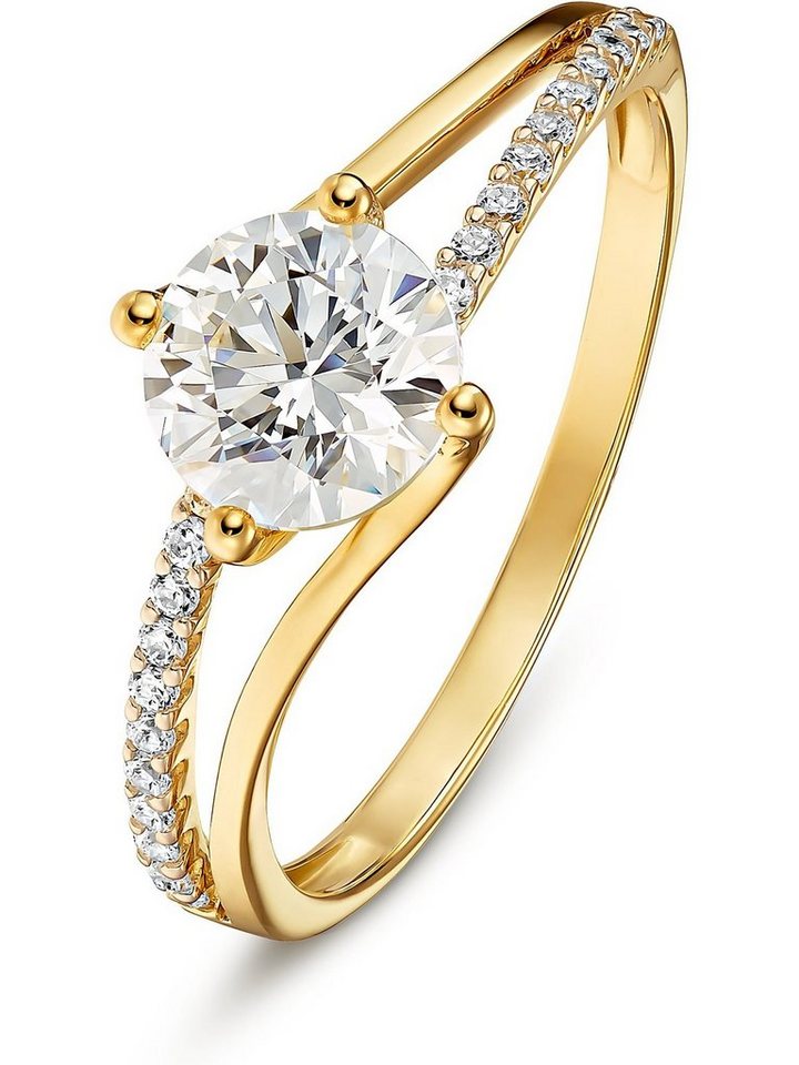 FAVS Fingerring FAVS Damen-Damenring 375er Gelbgold 1 Zirkonia, Zirkonia, synthetisch von FAVS