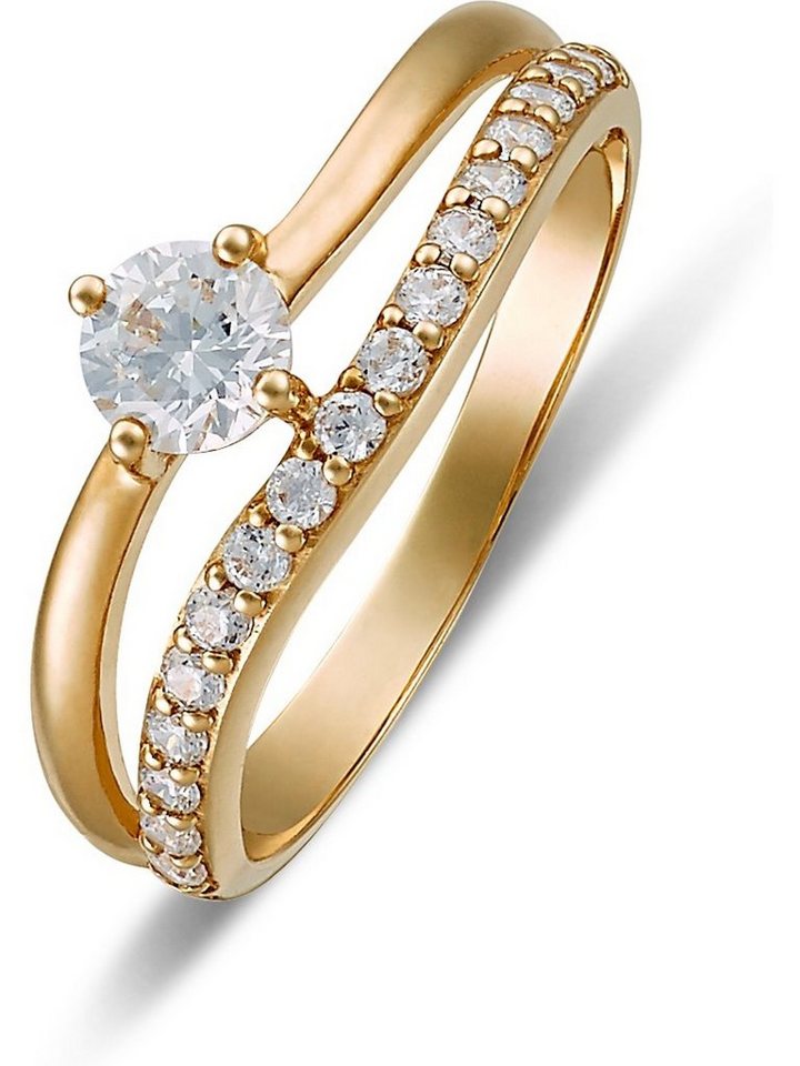 FAVS Fingerring FAVS Damen-Damenring 375er Gelbgold 18 Zirkonia, Zirkonia, synthetisch von FAVS