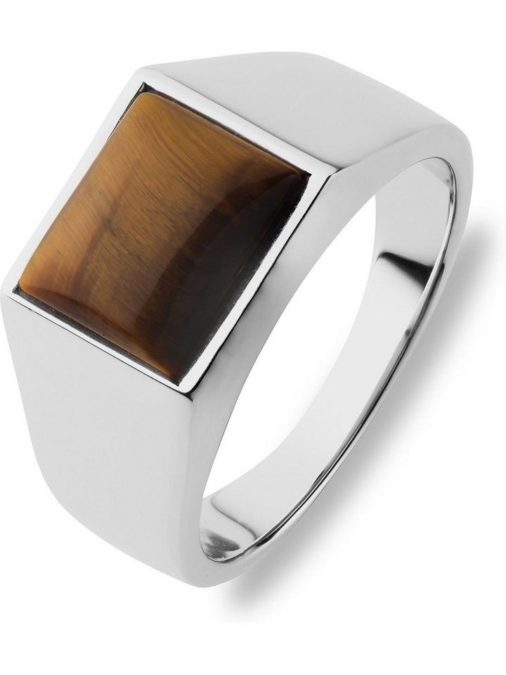 FAVS Fingerring FAVS Herren-Herrenring Edelstahl 1 Tigerauge, Tigerauge, behandelt von FAVS