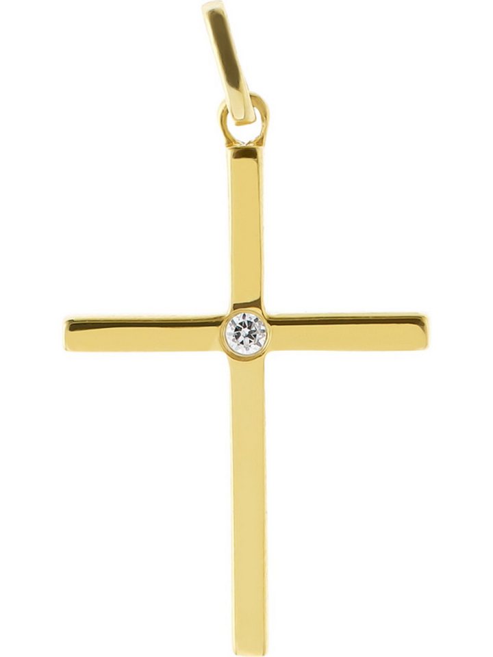 FAVS Kettenanhänger FAVS Damen-Anhänger 375er Gelbgold 1 Zirkonia von FAVS