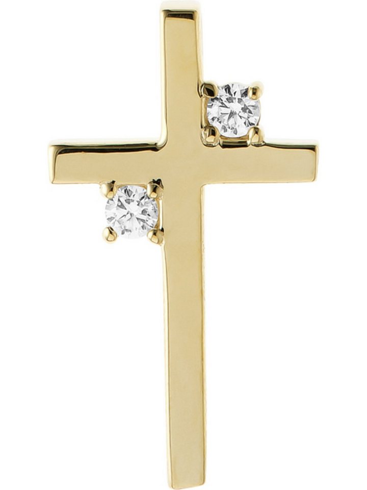 FAVS Kettenanhänger FAVS Damen-Anhänger 375er Gelbgold 2 Zirkonia von FAVS