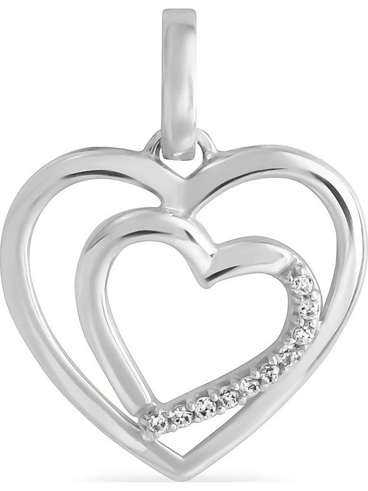 FAVS Kettenanhänger FAVS Damen-Anhänger 925er Silber 10 Zirkonia Herz von FAVS