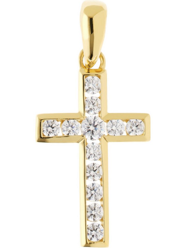 FAVS Kettenanhänger FAVS Damen-Anhänger 925er Silber 12 Zirkon Kreuz von FAVS