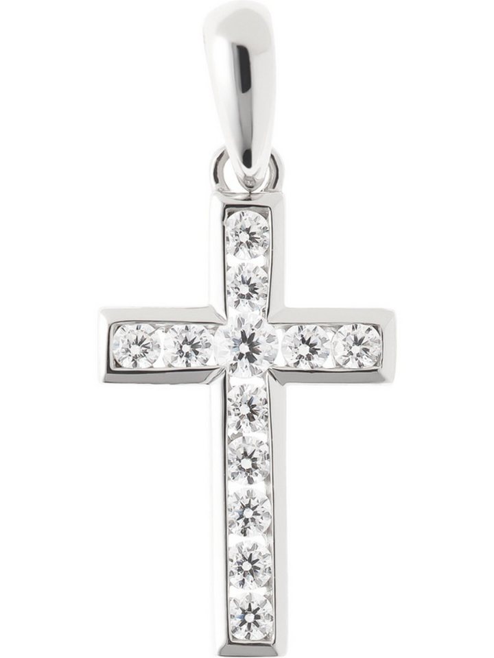 FAVS Kettenanhänger FAVS Damen-Anhänger 925er Silber 12 Zirkon Kreuz von FAVS