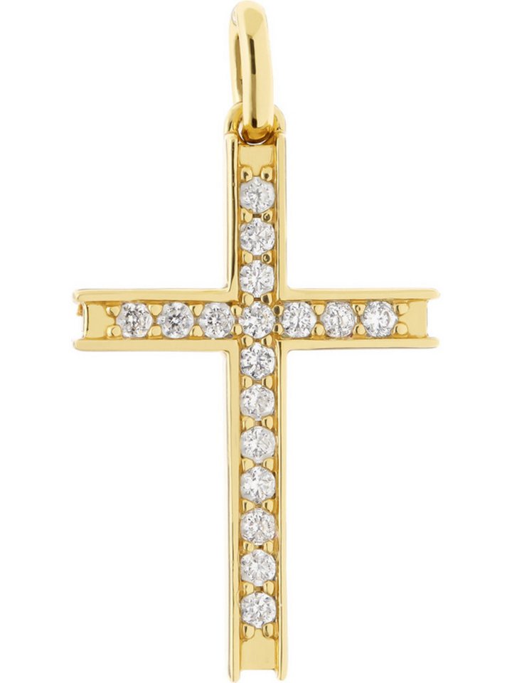 FAVS Kettenanhänger FAVS Damen-Anhänger 925er Silber 17 Zirkon Kreuz von FAVS