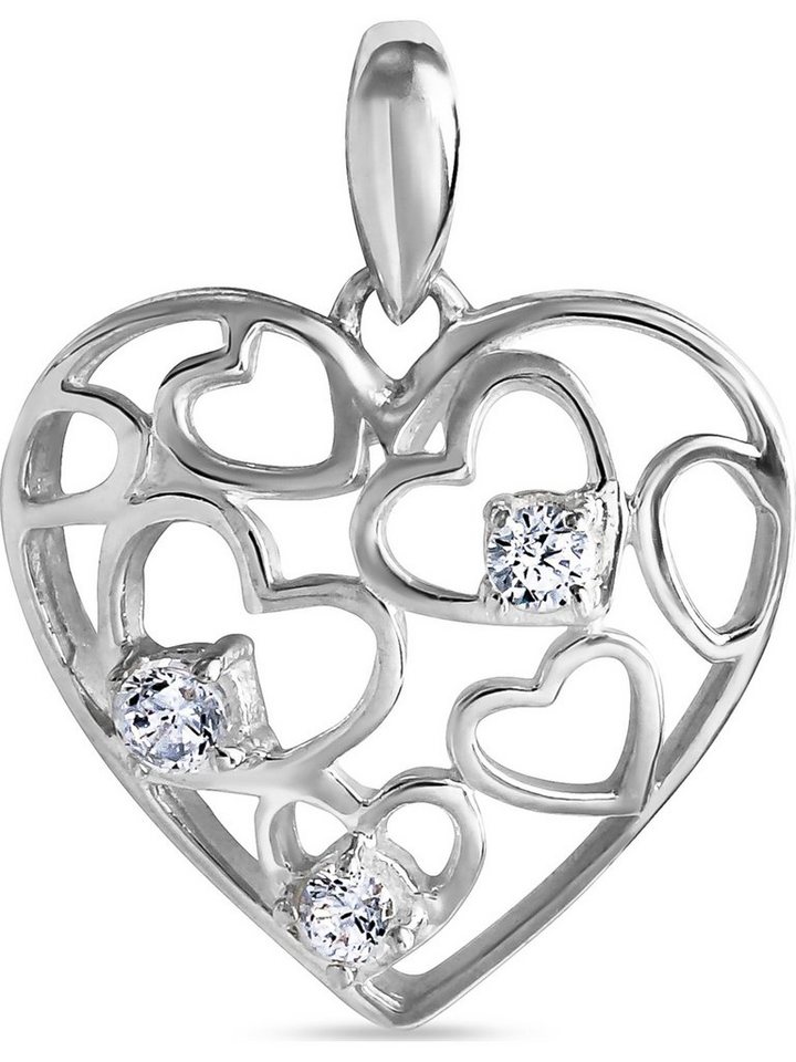 FAVS Kettenanhänger FAVS Damen-Anhänger 925er Silber 3 Zirkonia Herz von FAVS