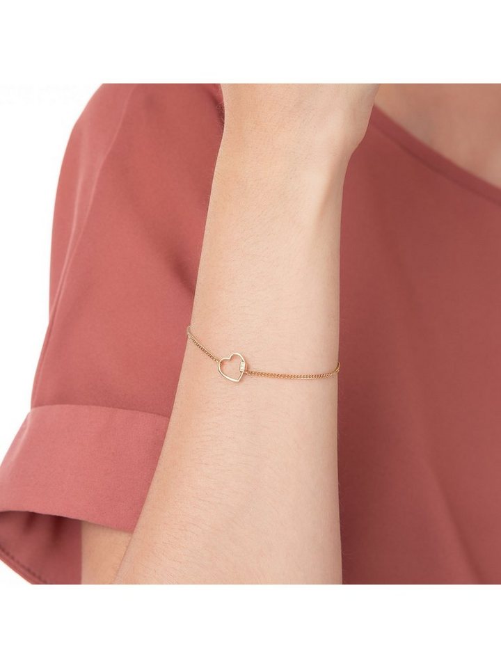 FAVS Silberarmband FAVS Damen-Armband Edelstahl 2 Zirkonia Herz von FAVS