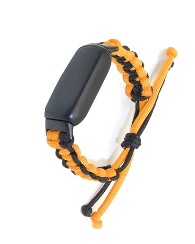 FAVZCBVIN Ersatzbänder kompatibel mit itbit Inspire 3 Bändern für Damen und Herren, handgeflochtenes Seilarmband, verstellbar, atmungsaktiv, Ersatzband, weiches Nylon-Schlaufenarmband (Orange) von FAVZCBVIN