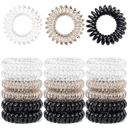 FAYAHAR 18 Stück Spiral Haargummi, No Damage Soft Elastic Spiral Hair Ties, Telefonkabel Haargummi Ohne Knick, Mädchen Spiralhaargummis, für Damen Herren (3 Farben) von FAYAHAR