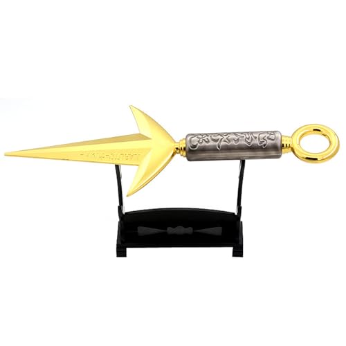 FAYAIALO 22,9 cm Minato Kunai Uzumaki Kakashi Namikaze Kunai Kunai Metall Ninja Cosplay Modell Schlüsselanhänger Kollektion, Gold, 9 inches von FAYAIALO