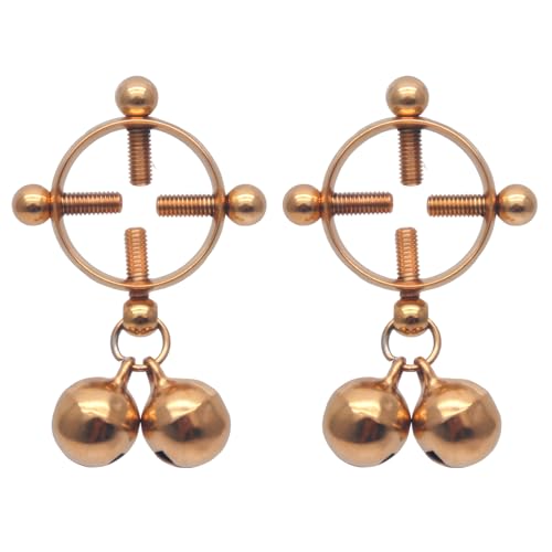 2 x runde künstliche Nippelringe für Damen, Edelstahl, baumelnd, nicht Piercing, verstellbar, künstlicher Brustwarzenpiercing, Schmuck, Weihnachten, Körperschmuck (Gold) von FAYERXL
