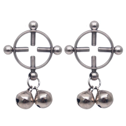 2 x runde künstliche Nippelringe für Frauen, Edelstahl, baumelnd, nicht Piercing, Brustwarzenringe, verstellbar, künstlicher Brustwarzenpiercing, Schmuck, Weihnachten, Körperschmuck (Silber) von FAYERXL