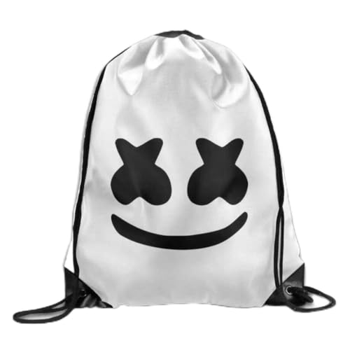 FAYET Cool DJ Marshmello Smiley Rucksack 34 x 42 cm Face Print Kordelzug Reise Outdoor Schultertasche von Fayet