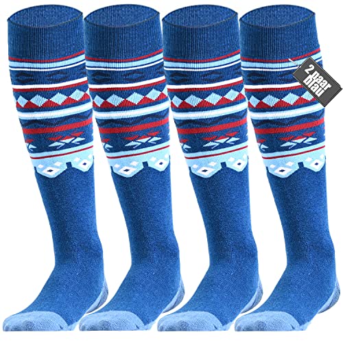 Skisocken Herren Damen Thermosocken skistrümpfe Kniestrümpfe 2 Paar 39-42 43-46 Merino wolle Performance Sportsocken wintersocken Skifahren Snowboard Atmungsaktive Elastische Manschette Blau XL von FAYHIJUN