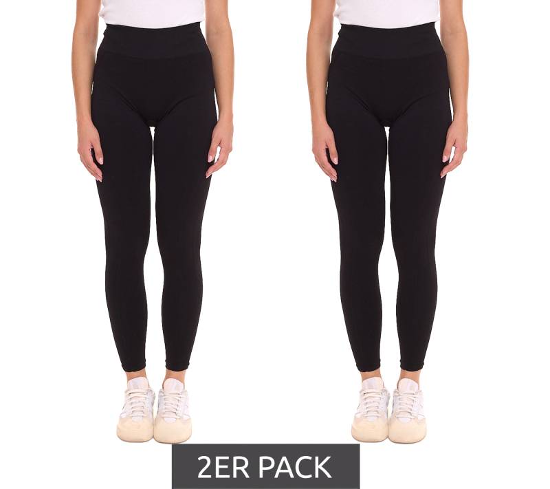 2er Pack FAYN SPORTS Leggings Damen 7/8 Hose mit leichtem Push Up Effekt und breitem Komfortbund 27189265 Schwarz von FAYN SPORTS
