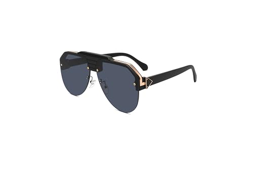 Cassie Übergroße Piloten-Sonnenbrille, Retro, randlos, für Fahren, Outdoor, Mode, Damen, Geschenke, Schwarz/Schwarz Cassie Übergroße Piloten-Sonnenbrille, Retro, randlos, für Fahren, Outdoor, Mode, Damen, Geschenke, Schwarz/Schwarz von FAYOH