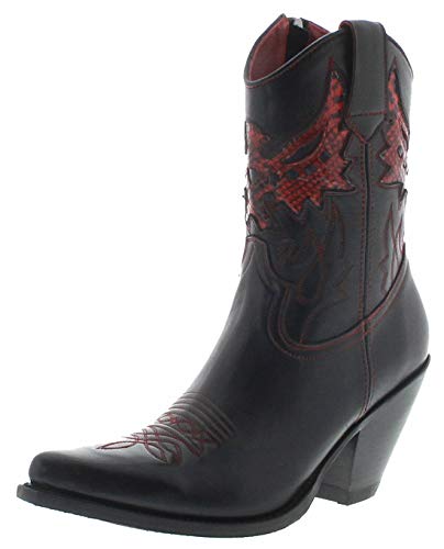 FB Fashion Boots Damen Cowboy Stiefel LULU Negro Lederstiefelette Lederschuhe Schwarz 40 EU von FB Fashion Boots