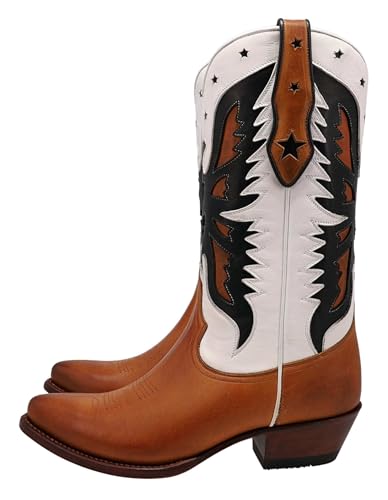 FB Fashion Boots Damen Stiefel MARTA Lederstiefel Westernstiefel Braun Weiß Schwarz 41 EU von FB Fashion Boots