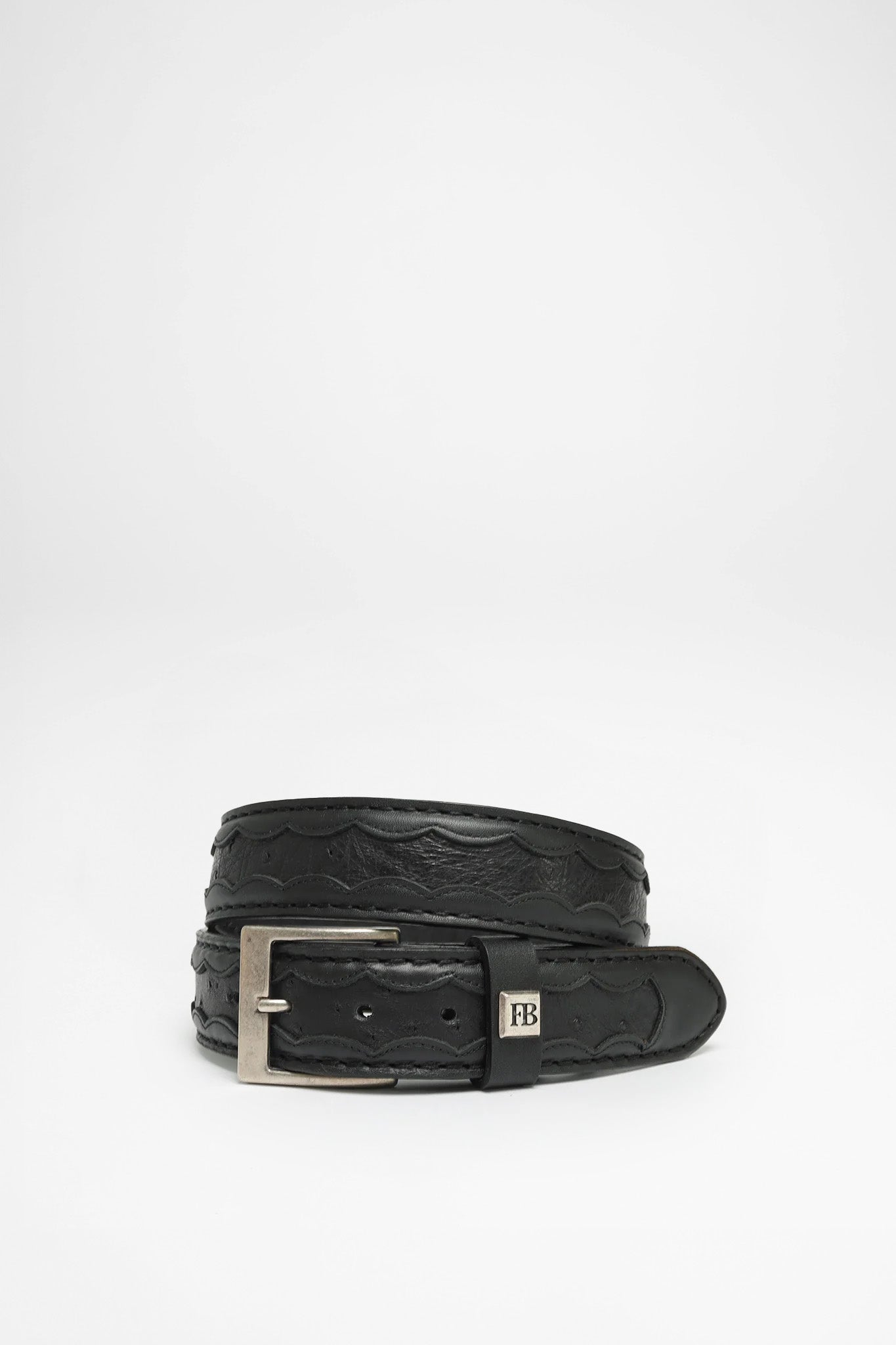 FB Fashion Boots FG0815 Ledergürtel Schwarz - Avestruz von FB Fashion Boots