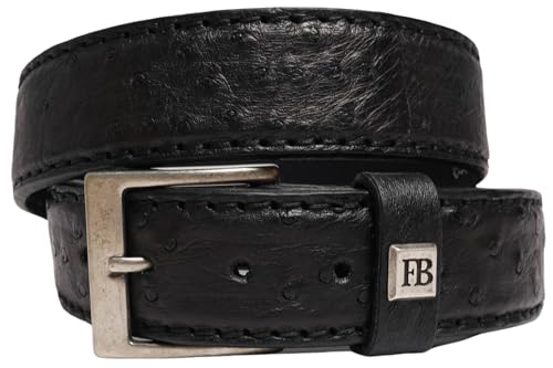 FB Fashion Boots Unisex Gürtel FG5855 Schwarz Avestruz Ledergürtel 100 CM von FB Fashion Boots