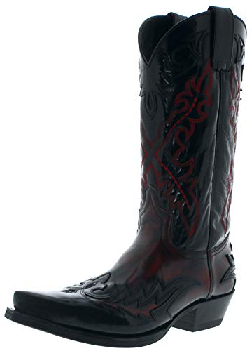 Sendra Boots Herren Cowboy Stiefel 9669 Westerntstiefel Lederstiefel Herrenstiefel Schwarz 40 EU von FB Fashion Boots