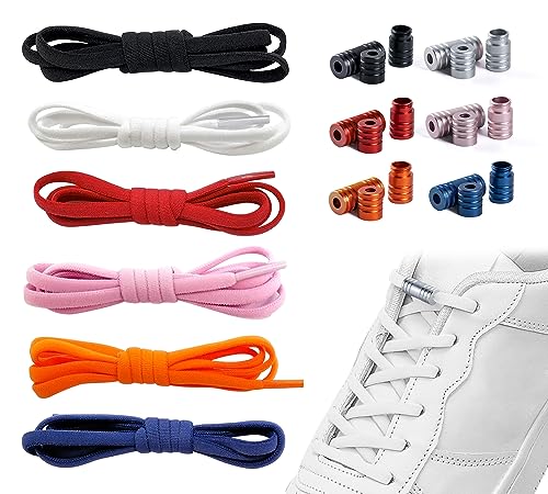 FBBULES 6 Paar Elastische Schnürsenkel Ohne Binden Schuhbänder mit Metallkapsel Universal No Tie Shoelaces für Kinder Erwachsene Schuh von FBBULES