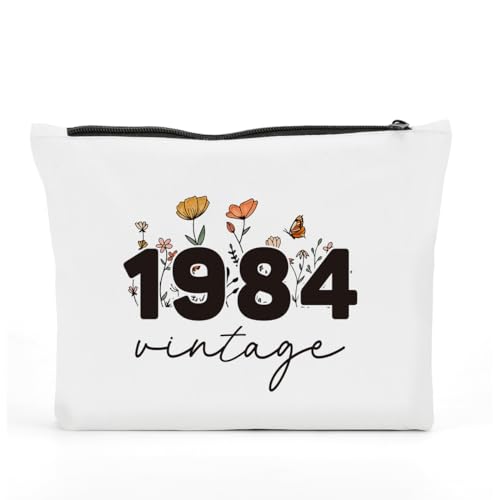 FBCCZEY Lustige Geburtstagsgeschenke für Frauen, Vintage-Make-up-Tasche, Happy Anniversary Birthday Party Dekorationen, Make-up-Tasche, Geburtstagsgeschenke für Frauen Kosmetiktasche, 1984C, 10*7.5*2 von FBCCZEY